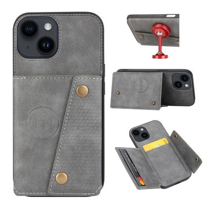 Double Buckle Card Slots PU + TPU Phone Case, For iPhone 15 Pro Max, For iPhone 15 Pro, For iPhone 15 Plus