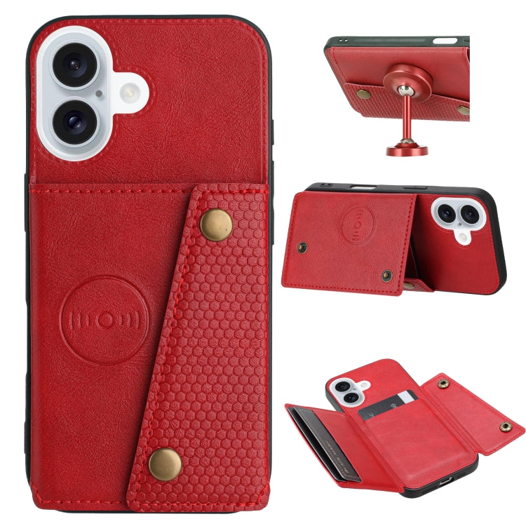 Double Buckle Card Slots PU + TPU Phone Case, For iPhone 17e / 16e, For iPhone 16 Pro Max, For iPhone 16 Pro, For iPhone 16