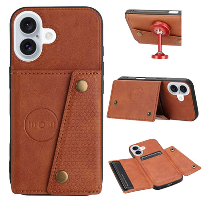 Double Buckle Card Slots PU + TPU Phone Case, For iPhone 17e / 16e, For iPhone 16 Pro Max, For iPhone 16 Pro, For iPhone 16