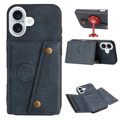 Double Buckle Card Slots PU + TPU Phone Case, For iPhone 17e / 16e, For iPhone 16 Pro Max, For iPhone 16 Pro, For iPhone 16