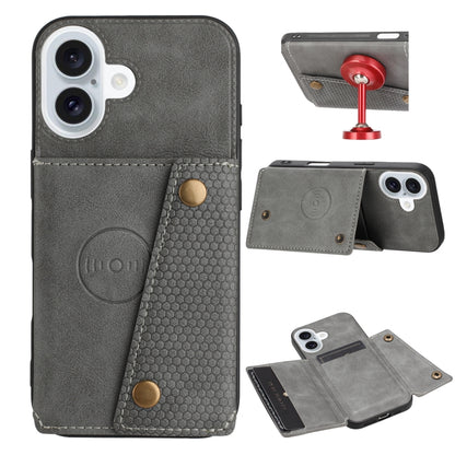 Double Buckle Card Slots PU + TPU Phone Case, For iPhone 17e / 16e, For iPhone 16 Pro Max, For iPhone 16 Pro, For iPhone 16