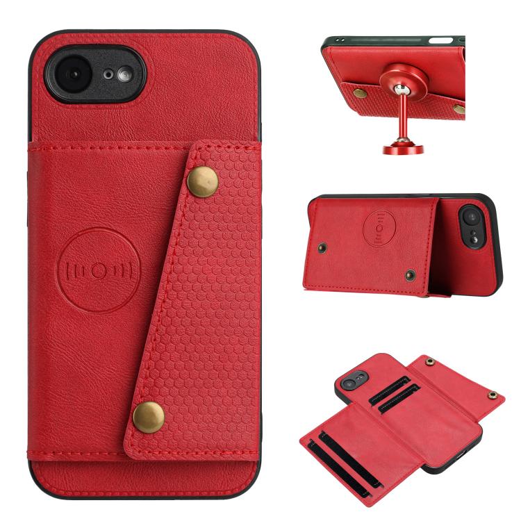 Double Buckle Card Slots PU + TPU Phone Case, For iPhone 17e / 16e, For iPhone 16 Pro Max, For iPhone 16 Pro, For iPhone 16
