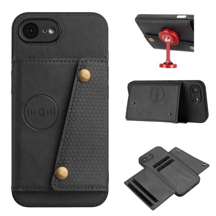 Double Buckle Card Slots PU + TPU Phone Case, For iPhone 17e / 16e, For iPhone 16 Pro Max, For iPhone 16 Pro, For iPhone 16