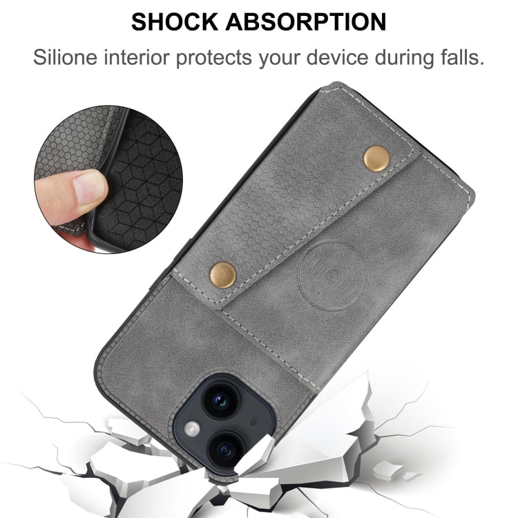 Double Buckle Card Slots PU + TPU Phone Case, For iPhone 17e / 16e, For iPhone 16 Pro Max, For iPhone 16 Pro, For iPhone 16