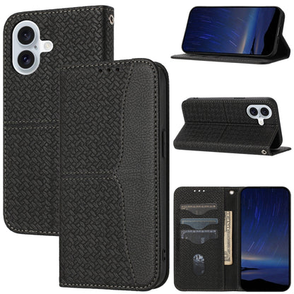 Woven Texture Stitching Magnetic Leather Phone Case, For iPhone 16 Pro Max, For iPhone 16 Pro, For iPhone 16, iPhone 16e