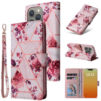 Marble Bronzing Stitching Leather Phone Case, For iPhone 16 Pro, For iPhone 16 Plus, For iPhone 16, For iPhone 15 Pro Max, For iPhone 15 Pro, For iPhone 15 Plus