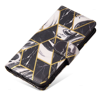 Marble Bronzing Stitching Leather Phone Case, For iPhone 15