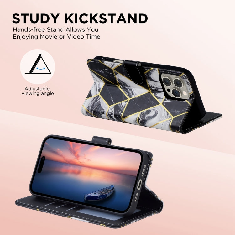 Marble Bronzing Stitching Leather Phone Case, For iPhone 16 Pro, For iPhone 16 Plus, For iPhone 16, For iPhone 15 Pro Max, For iPhone 15 Pro, For iPhone 15 Plus