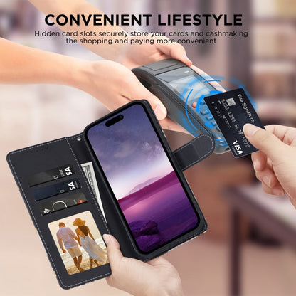 Marble Bronzing Stitching Leather Phone Case, For iPhone 16 Pro, For iPhone 16 Plus, For iPhone 16, For iPhone 15 Pro Max, For iPhone 15 Pro, For iPhone 15 Plus