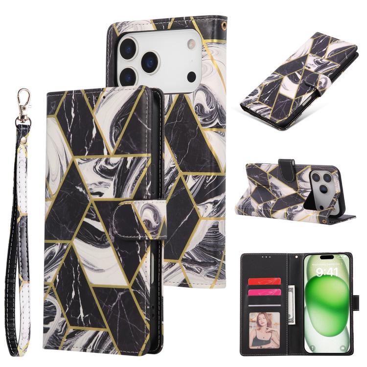 Marble Bronzing Stitching Leather Phone Case, For iPhone 18 / 17, For iPhone 18 Pro / 17 Pro, For iPhone 18 Pro Max / 17 Pro Max, For iPhone 17e / 16e, For iPhone Air, For iPhone 16 Pro Max