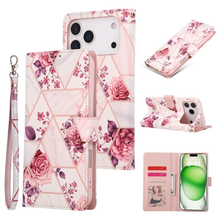 Marble Bronzing Stitching Leather Phone Case, For iPhone 18 / 17, For iPhone 18 Pro / 17 Pro, For iPhone 18 Pro Max / 17 Pro Max, For iPhone 17e / 16e, For iPhone Air, For iPhone 16 Pro Max