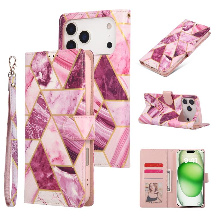 Marble Bronzing Stitching Leather Phone Case, For iPhone 18 / 17, For iPhone 18 Pro / 17 Pro, For iPhone 18 Pro Max / 17 Pro Max, For iPhone 17e / 16e, For iPhone Air, For iPhone 16 Pro Max