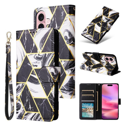 Marble Bronzing Stitching Leather Phone Case, For iPhone 18 / 17, For iPhone 18 Pro / 17 Pro, For iPhone 18 Pro Max / 17 Pro Max, For iPhone 17e / 16e, For iPhone Air, For iPhone 16 Pro Max