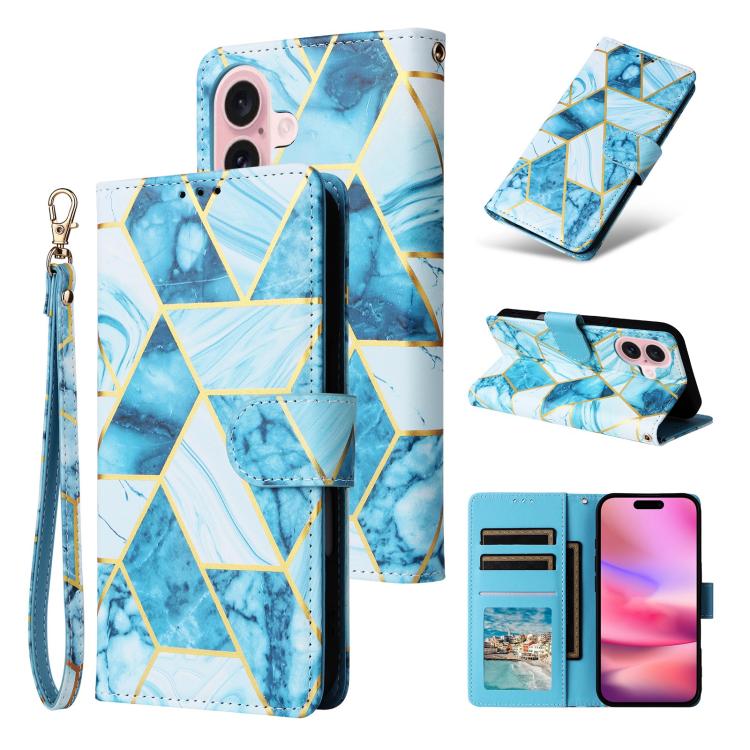Marble Bronzing Stitching Leather Phone Case, For iPhone 18 / 17, For iPhone 18 Pro / 17 Pro, For iPhone 18 Pro Max / 17 Pro Max, For iPhone 17e / 16e, For iPhone Air, For iPhone 16 Pro Max