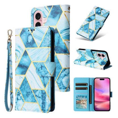 Marble Bronzing Stitching Leather Phone Case, For iPhone 18 / 17, For iPhone 18 Pro / 17 Pro, For iPhone 18 Pro Max / 17 Pro Max, For iPhone 17e / 16e, For iPhone Air, For iPhone 16 Pro Max