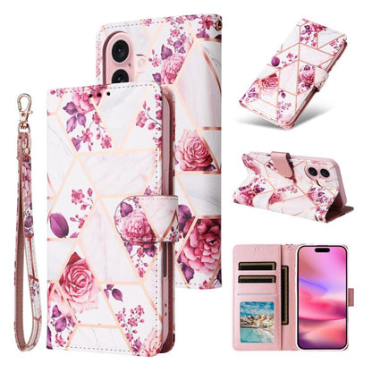 Marble Bronzing Stitching Leather Phone Case, For iPhone 18 / 17, For iPhone 18 Pro / 17 Pro, For iPhone 18 Pro Max / 17 Pro Max, For iPhone 17e / 16e, For iPhone Air, For iPhone 16 Pro Max