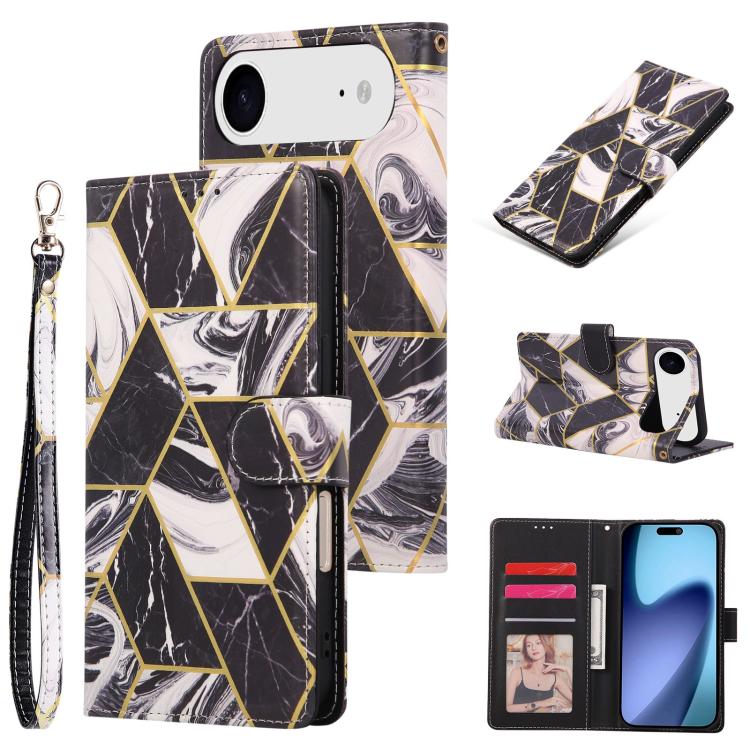 Marble Bronzing Stitching Leather Phone Case, For iPhone 18 / 17, For iPhone 18 Pro / 17 Pro, For iPhone 18 Pro Max / 17 Pro Max, For iPhone 17e / 16e, For iPhone Air, For iPhone 16 Pro Max