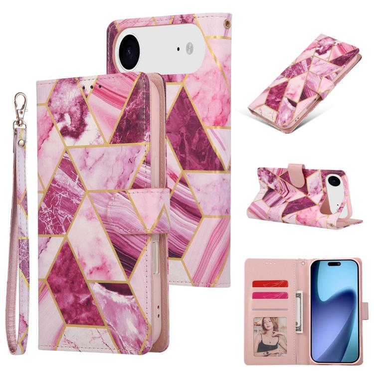 Marble Bronzing Stitching Leather Phone Case, For iPhone 18 / 17, For iPhone 18 Pro / 17 Pro, For iPhone 18 Pro Max / 17 Pro Max, For iPhone 17e / 16e, For iPhone Air, For iPhone 16 Pro Max