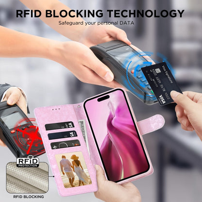 Bronzing Painting RFID Leather Case, For iPhone 16, For iPhone 15 Pro Max, For iPhone 15 Pro, For iPhone 15 Plus