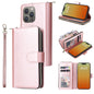 9 Card Slots Zipper Wallet Bag Leather Phone Case