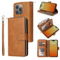 9 Card Slots Zipper Wallet Bag Leather Phone Case