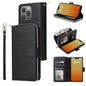 9 Card Slots Zipper Wallet Bag Leather Phone Case