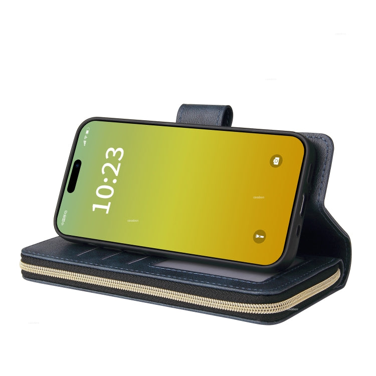 9 Card Slots Zipper Wallet Bag Leather Phone Case