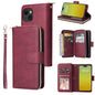 9 Card Slots Zipper Wallet Bag Leather Phone Case