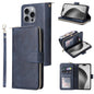 9 Card Slots Zipper Wallet Bag Leather Phone Case