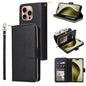 9 Card Slots Zipper Wallet Bag Leather Phone Case, For iPhone Air, For iPhone 16 Pro Max, For iPhone 16 Pro, For iPhone 16 Plus