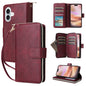 9 Card Slots Zipper Wallet Bag Leather Phone Case, For iPhone Air, For iPhone 16 Pro Max, For iPhone 16 Pro, For iPhone 16 Plus
