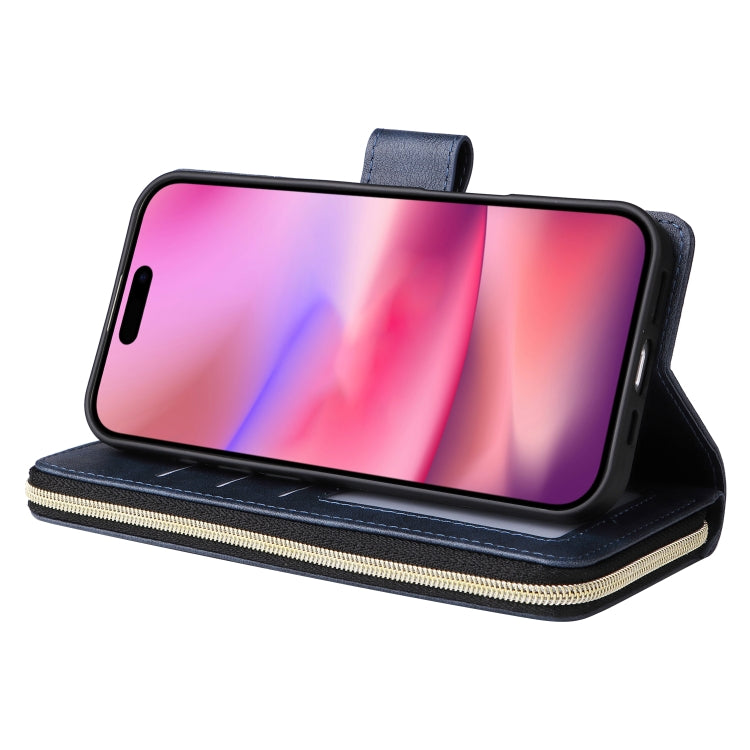 9 Card Slots Zipper Wallet Bag Leather Phone Case