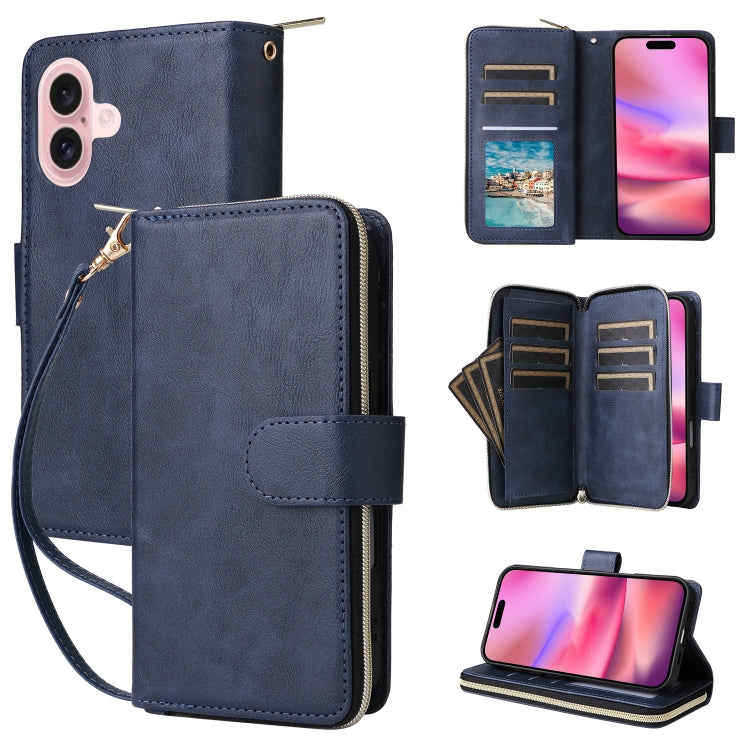 9 Card Slots Zipper Wallet Bag Leather Phone Case