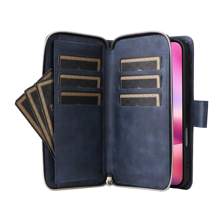 9 Card Slots Zipper Wallet Bag Leather Phone Case