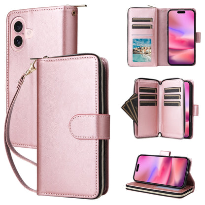 9 Card Slots Zipper Wallet Bag Leather Phone Case