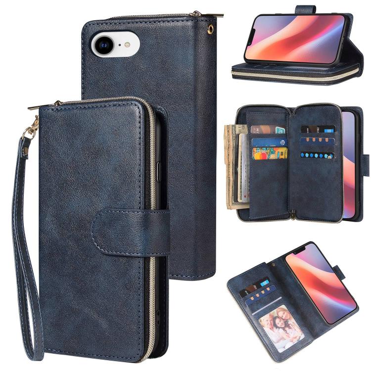 9 Card Slots Zipper Wallet Bag Leather Phone Case, For iPhone 18 / 17, For iPhone 18 Pro / 17 Pro, For iPhone 18 Pro Max / 17 Pro Max, For iPhone 17e / 16e