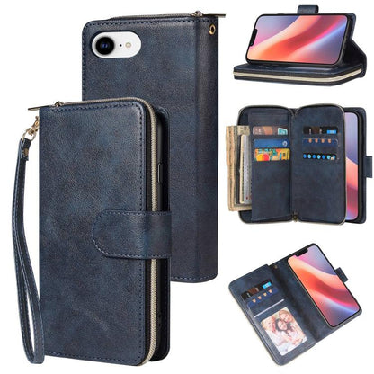 9 Card Slots Zipper Wallet Bag Leather Phone Case
