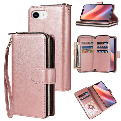 9 Card Slots Zipper Wallet Bag Leather Phone Case