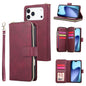 9 Card Slots Zipper Wallet Bag Leather Phone Case, For iPhone 18 / 17, For iPhone 18 Pro / 17 Pro, For iPhone 18 Pro Max / 17 Pro Max, For iPhone 17e / 16e
