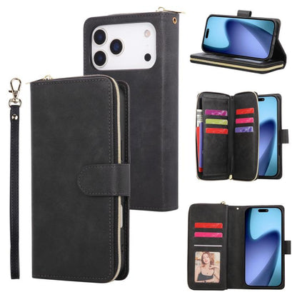 9 Card Slots Zipper Wallet Bag Leather Phone Case, For iPhone 18 / 17, For iPhone 18 Pro / 17 Pro, For iPhone 18 Pro Max / 17 Pro Max, For iPhone 17e / 16e