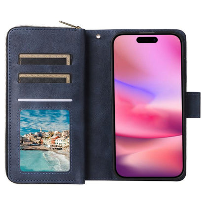 9 Card Slots Zipper Wallet Bag Leather Phone Case, For iPhone 18 / 17, For iPhone 18 Pro / 17 Pro, For iPhone 18 Pro Max / 17 Pro Max, For iPhone 17e / 16e