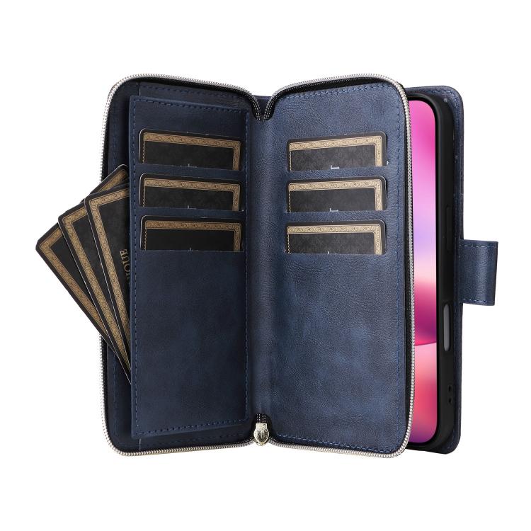 9 Card Slots Zipper Wallet Bag Leather Phone Case, For iPhone 18 / 17, For iPhone 18 Pro / 17 Pro, For iPhone 18 Pro Max / 17 Pro Max, For iPhone 17e / 16e