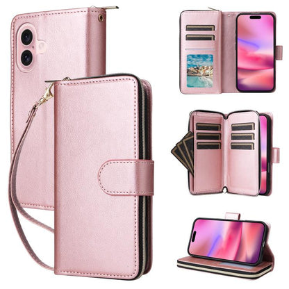 9 Card Slots Zipper Wallet Bag Leather Phone Case, For iPhone 18 / 17, For iPhone 18 Pro / 17 Pro, For iPhone 18 Pro Max / 17 Pro Max, For iPhone 17e / 16e