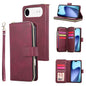 9 Card Slots Zipper Wallet Bag Leather Phone Case, For iPhone Air, For iPhone 16 Pro Max, For iPhone 16 Pro, For iPhone 16 Plus