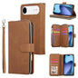 9 Card Slots Zipper Wallet Bag Leather Phone Case, For iPhone Air, For iPhone 16 Pro Max, For iPhone 16 Pro, For iPhone 16 Plus