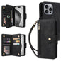 Rivet Buckle 9 Cards Three Fold Leather Phone Case, For iPhone Air, For iPhone 16 Pro Max, For iPhone 16 Pro, For iPhone 16 Plus
