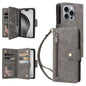 Rivet Buckle 9 Cards Three Fold Leather Phone Case, For iPhone Air, For iPhone 16 Pro Max, For iPhone 16 Pro, For iPhone 16 Plus
