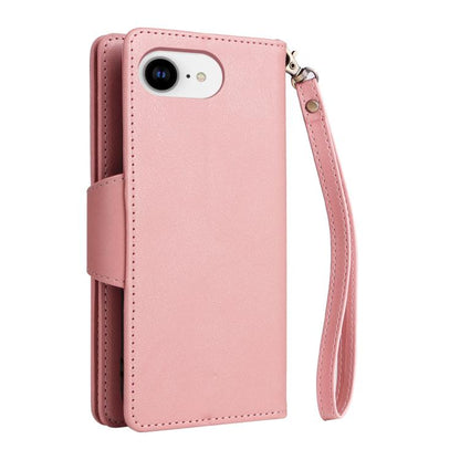 Rivet Buckle 9 Cards Three Fold Leather Phone Case, For iPhone 16e, For iPhone 16 Pro Max, For iPhone 16 Pro, For iPhone 16 Plus