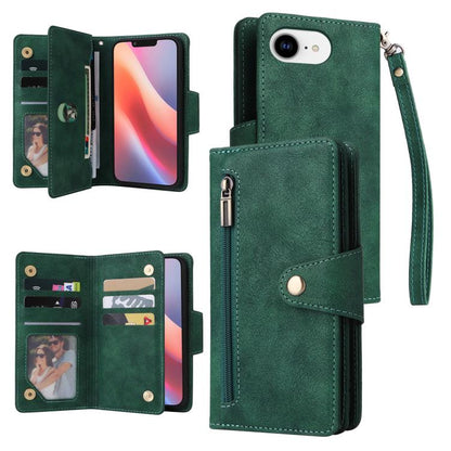 Rivet Buckle 9 Cards Three Fold Leather Phone Case, For iPhone 18 / 17, For iPhone 18 Pro / 17 Pro, For iPhone 18 Pro Max / 17 Pro Max, For iPhone 17e / 16e
