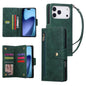 Rivet Buckle 9 Cards Three Fold Leather Phone Case, For iPhone 18 / 17, For iPhone 18 Pro / 17 Pro, For iPhone 18 Pro Max / 17 Pro Max, For iPhone 17e / 16e